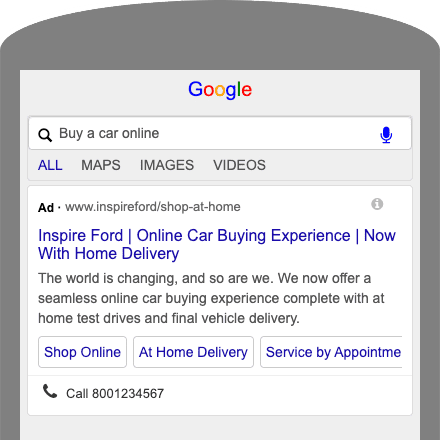 Google Ad For Buy a Car Online