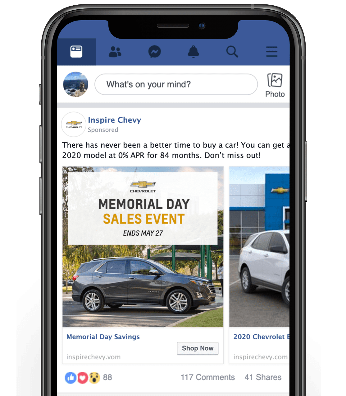Memorial Day Facebook Ad Example
