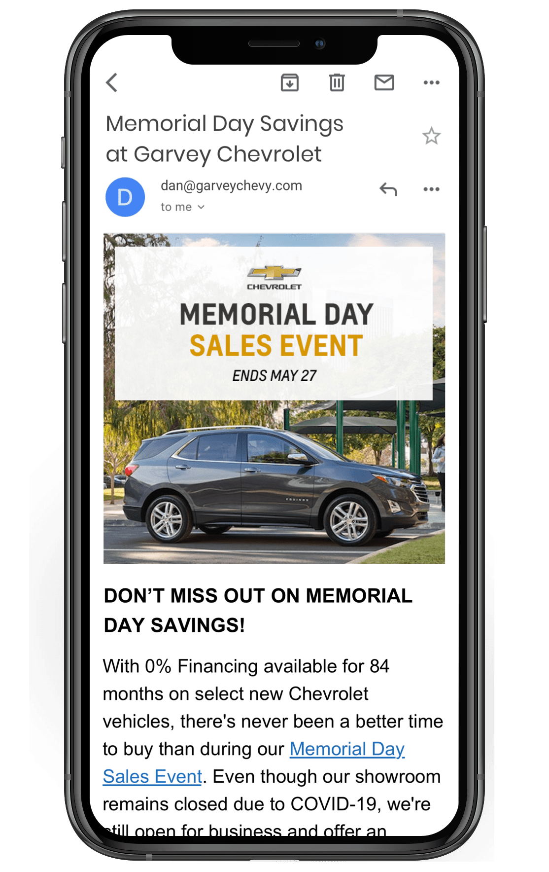 Memorial Day Email Marketing Example