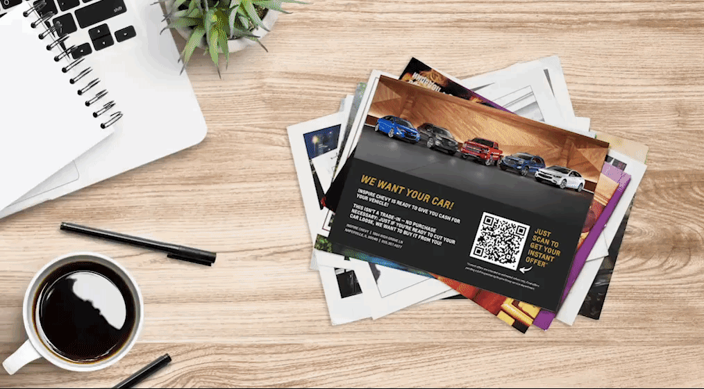 Scanning a QR Code on a mailer sent out by a car dealer